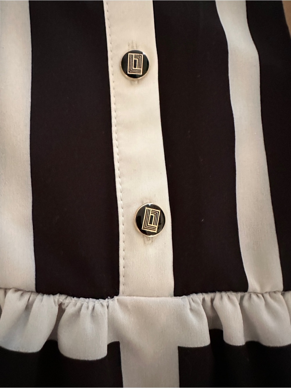 Karl Lagerfeld Paris White Midi Shirt Dress with Black and Tan Stripes - Picture 9 of 14